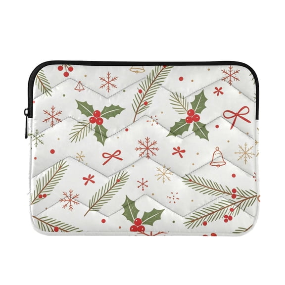 Christmas Holly Printed Laptop Sleeve 13-14 Inch Computer Bag & Laptop Case for Women Men with Zippe for Work Travel