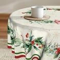 thumbnail image 1 of Christmas Holly Round Tablecloth Winter Snowflake Wrinkle Resistant Table Cloth Xmas Red Bird Decor Table Cover for Winter Holiday Home Kitchen Picnic Party 60 Inch, 1 of 8
