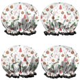Christmas Holly Tree Candy Cane Pattern 4 Pack Waterproof Shower Caps ...