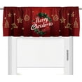 thumbnail image 1 of Christmas Holly Wreath Kitchen Curtain Valance 52x18inch with Rod Pocket Half Short Red Ornaments Star Deer Laundry Cutain Topper Window Valance, 1 of 6