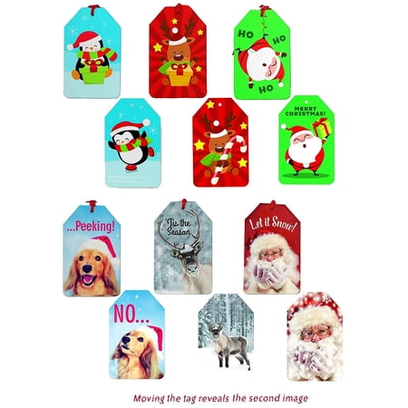 Christmas Holographic Gift Tags with (12 Count)