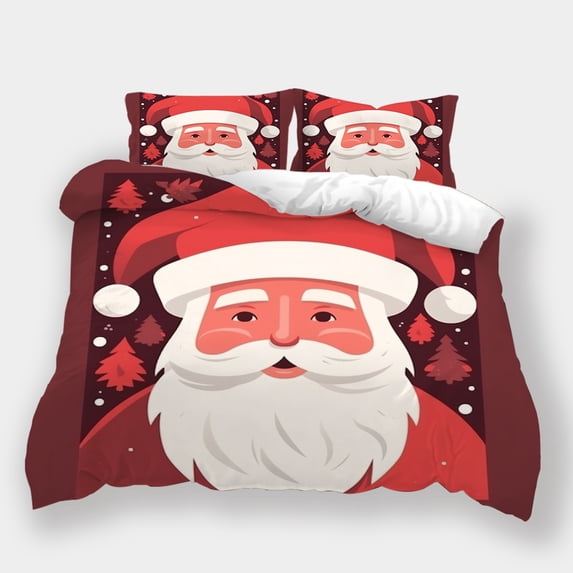 Christmas Home Bedding Suit Cartoon Santa Claus Comforter Cover Quilt Cover Set Children Festival Bed Gift