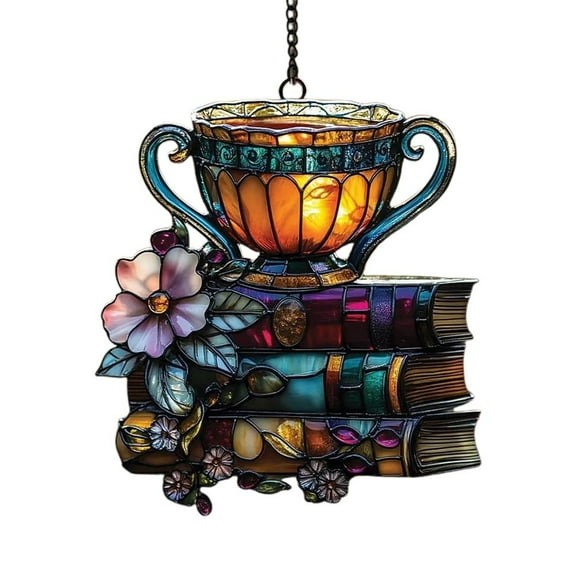 Christmas Home Decor Acrylic Ornament - Elegant Floral & Tea Design, Perfect for Study or Office