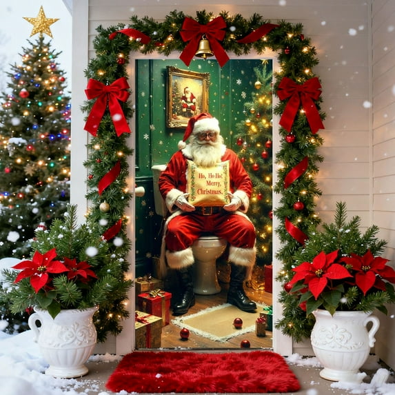 Christmas Home Decor Christmas Door Curtain 35 X 72 Inch Festive Design For Door Wall Party Christmas Decorations For Home Christmas Door Decor