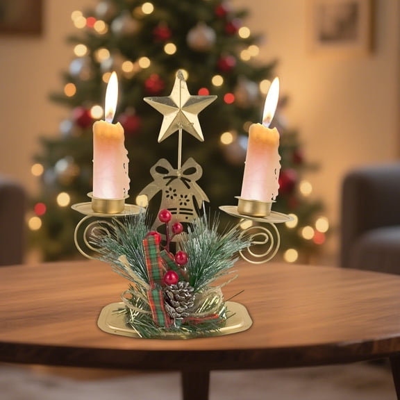 Christmas Home Decor Golden Iron Candle Holder Elegant Design For Windowsill Desktop Christmas Decor Holiday Display
