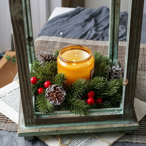 Christmas Home Decor Pine Cones Berry Candle Garland Hanging For Holiday Display Christmas Decorations Table Centerpiece