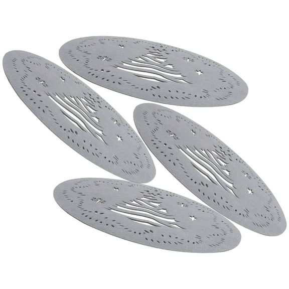 TABLZONE 4-Pack Dark Grey Felt Christmas Table Mats with Anti-Skid Backing, Holiday Dining Placemats for Festive Decor