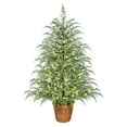 thumbnail image 1 of Christmas Home Decorations, 4FT Pre-Lit Green Cypress Artificial Christmas Potted Tree with 100 Warm White Twinkle LED Lights (Battery Powered), 1 of 10