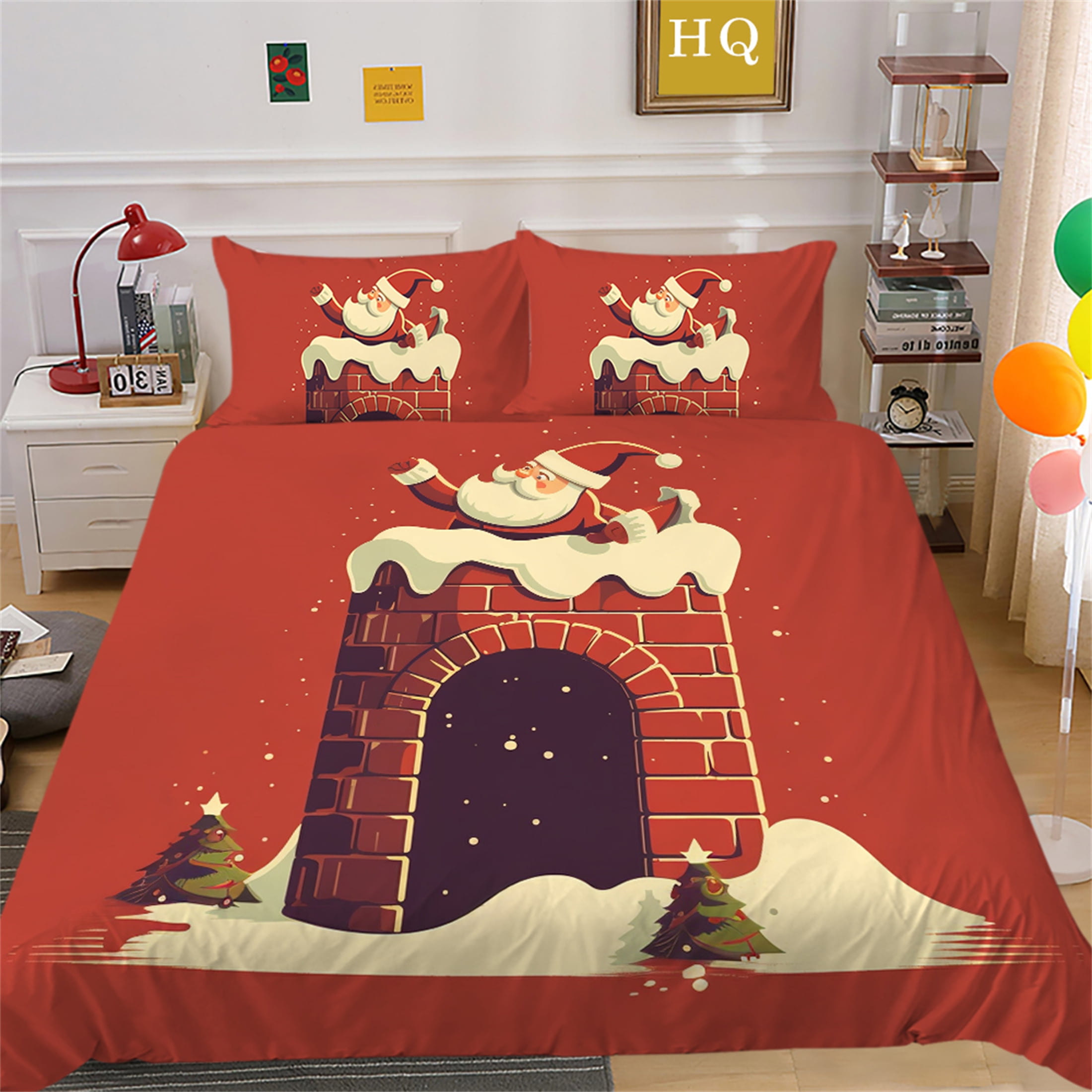 Christmas Home Textiles Cartoon Santa Claus Duvet Cover Quilt Cover Set