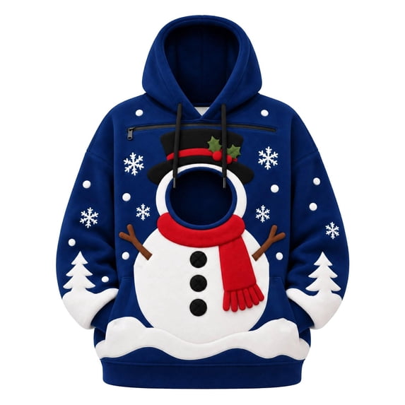 Christmas Hooded Cat Pouch Holder Soft Fleece Christmas Hoodie for Women Men Hoodie with Dog Pouch Oversized Pet Hoodies Carrier Large Pocket Hooded Sweatshirt