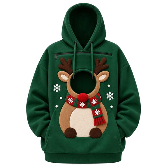 Christmas Hooded Cat Pouch Holder Soft Fleece Christmas Hoodie for Women Pet Pouch Hoodie for Womens Oversized Pullover Sweatshirt with Front Puppy Pocket