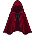 thumbnail image 1 of Christmas Hooded Cloak Red Cape Women Short Shawl Outfit Accessories for Christmas Party, 1 of 7