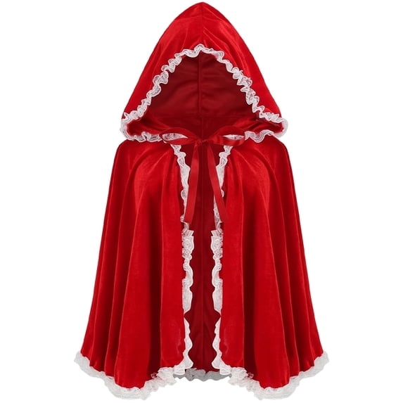 Christmas Hooded Cloak Red Cape Women Short Shawl Outfit Accessories for Christmas Party