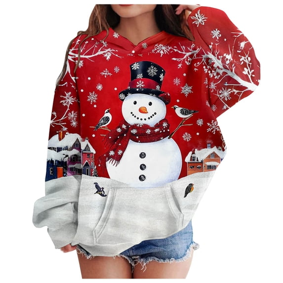 Christmas Hoodie Christmas Patterns Long Sleeve Shirt Top with Pocket Oversized Hoodies Winter Clothes 11-12 Years