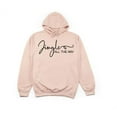thumbnail image 1 of Christmas Hoodie, Jingle All The Way, Christmas Apparel, Unisex Hoodies, Festive, Seasons Greetings, Gift For Her, Holiday Hoodie, HO HO HO, Peach (Black Text), MEDIUM, 1 of 1