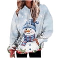 thumbnail image 1 of Christmas Hoodie for Women Holiday Graphic Long Sleeve Pullover Sweatshirt with Pocket Light Blue L, 1 of 7