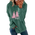 thumbnail image 1 of Christmas Hoodie for Women Long Sleeve Graphic Print Holiday Pullover Shirts with Pocket Green XL, 1 of 6