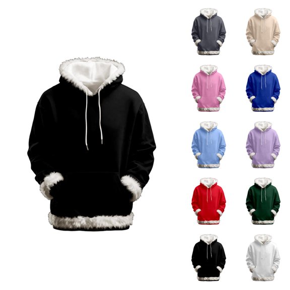 Christmas Hoodie for Women with Pockets Fall Winter Trim Trendy Hooded Sweatshirt Pullover Tops