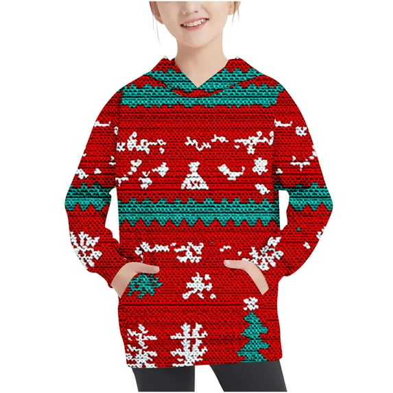Christmas Hoodies Kids Christmas Hoodie for Kid Girls Boys Christmas Hoodies 4-14 Years Children's Men's and Women's Christmas Printed Hoodie Hoodie Long Sleeve Round Neck Top/Shirt