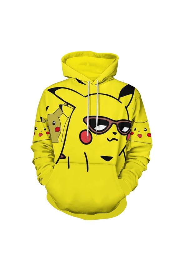 Christmas Hoodies,Pikachu Hoodie for Men and Women Pullover Sweatshirts D Printed Hooded Cool Pullover Hoody with Kangaroo Pocket,XL