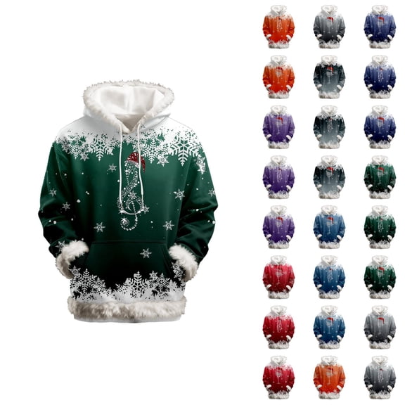 Christmas Hoodies for Women 2025 Long Sleeve Snowflake Graphic Hooded Sweatshirt with Pockets Pullover Tops