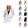 thumbnail image 1 of Christmas Hoodies for Women 2025 Long Sleeve Zip Up Graphic Hooded Sweatshirt with Pockets Holiday Jacket Coat, 1 of 7