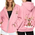 thumbnail image 1 of Christmas Hoodies for Women 2025 Long Sleeve Zip Up Reindeer Graphic Hooded Sweatshirt with Pockets Jacket Coat, 1 of 7