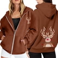 thumbnail image 1 of Christmas Hoodies for Women 2025 Long Sleeve Zip Up Reindeer Graphic Hooded Sweatshirt with Pockets Jacket Coat, 1 of 7