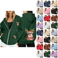 thumbnail image 1 of Christmas Hoodies for Women 2025 Long Sleeve Zip Up Reindeer Graphic Hooded Sweatshirt with Pockets Jacket Coat, 1 of 8