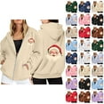 thumbnail image 1 of Christmas Hoodies for Women 2025 Long Sleeve Zip Up Santa Claus Graphic Hooded Sweatshirt with Pockets Jacket Coat, 1 of 8
