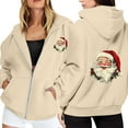 thumbnail image 1 of Christmas Hoodies for Women 2025 Long Sleeve Zip Up Santa Claus Graphic Hooded Sweatshirt with Pockets Jacket Coat, 1 of 7