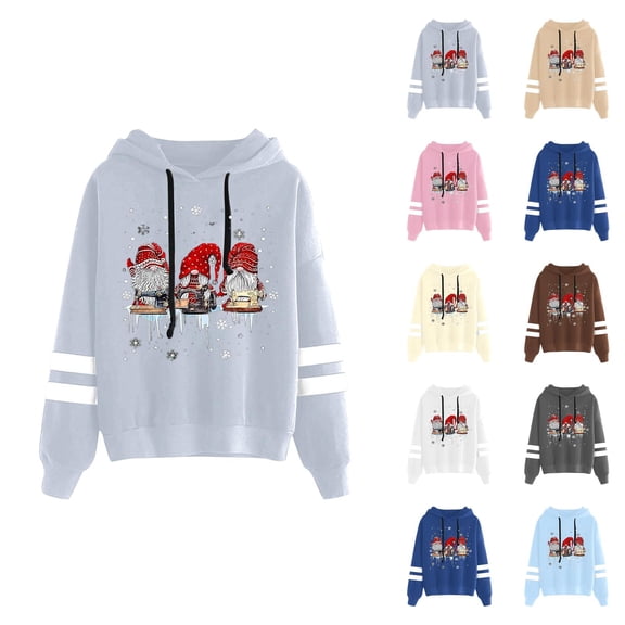 Christmas Hoodies for Women Long Sleeve Cute Graphic Hooded Sweatshirt Pullover Top