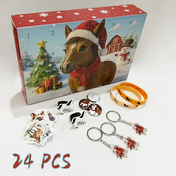 Christmas Horse Advent Calendar, 24 Days Countdown With Horse Theme, Holiday Decor For Kids, 1 Calendar