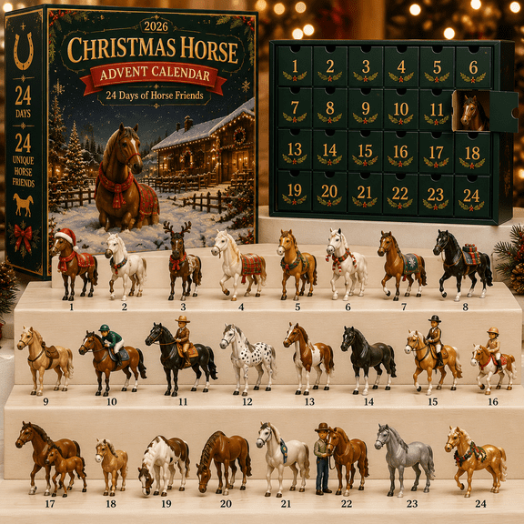 Christmas Horse Advent Calendar, 24 Days of Horse Friends Holiday Memories, 2D Acrylic Horse Ornaments, Holiday Christmas Countdown Gift for Horse Lovers Families
