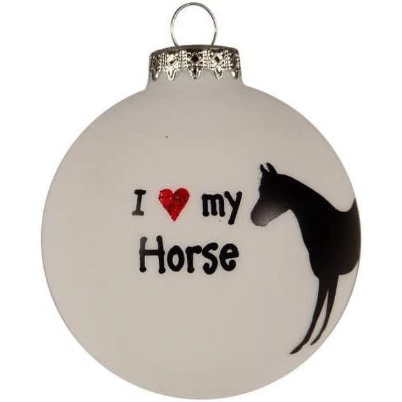 Christmas Horse Ornament Holiday "I Love My Horse" Horse Ornament Horse Christmas Tree Ornament (3" Round Ball Glass)