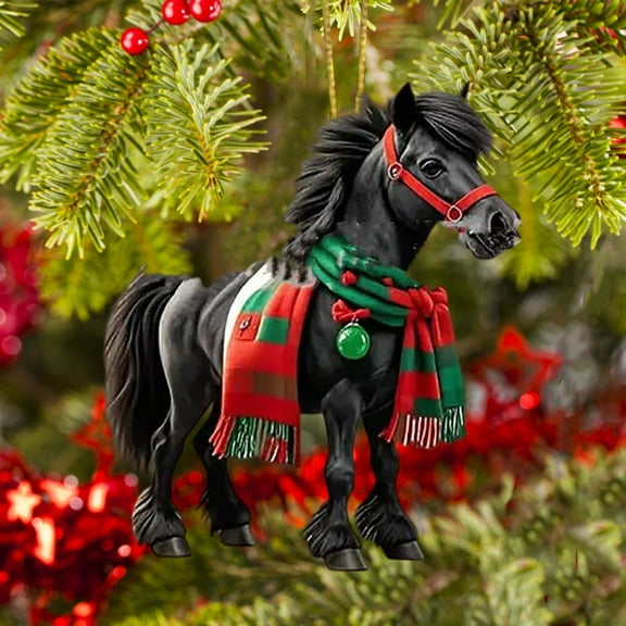 Christmas Horse Ornaments Christmas Tree Hanging Decorations Wooden Horse Decorations Vintage Animal Hanging Ornaments Western Theme Party Decor for Xmas Tree Home Decor ,Cute Xmas Tree Accessories