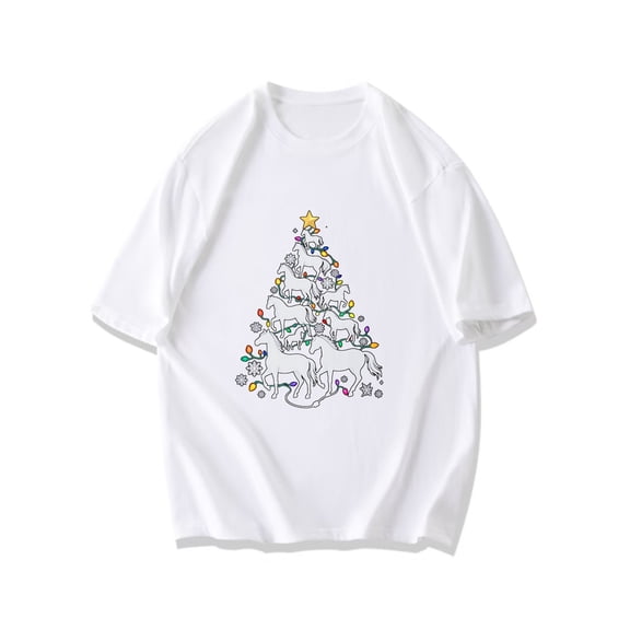 Christmas Horse Tree T Shirt Black Holiday Horse Pattern For Christmas Party And Gift