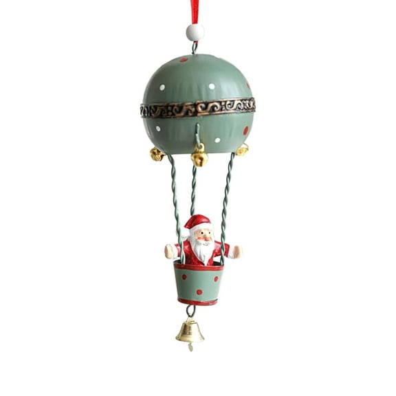 Christmas Hot Balloon Ornament with Bell Christmas Hot Balloon Ornaments Santa Christmas Tree Hanging Decorations Decors Figurines for Table Fireplace Home丨Green
