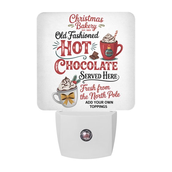 Christmas Hot Chocolate Cocoa Night Lights, Coffee Winter Red Cup Smart Auto Dusk to Dawn Sensor Nightlights Plug-in Nightlight for Bedroom Bathroom Living Room Kitchen Hallway