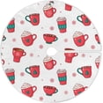 thumbnail image 1 of Christmas Hot Chocolate Coffee Tree Skirt, Seasonal Tree Mat Holiday Party Supplies Ornaments Indoor Outdoor Decorations for Tabletop Trees 35.4 Inches, 1 of 6