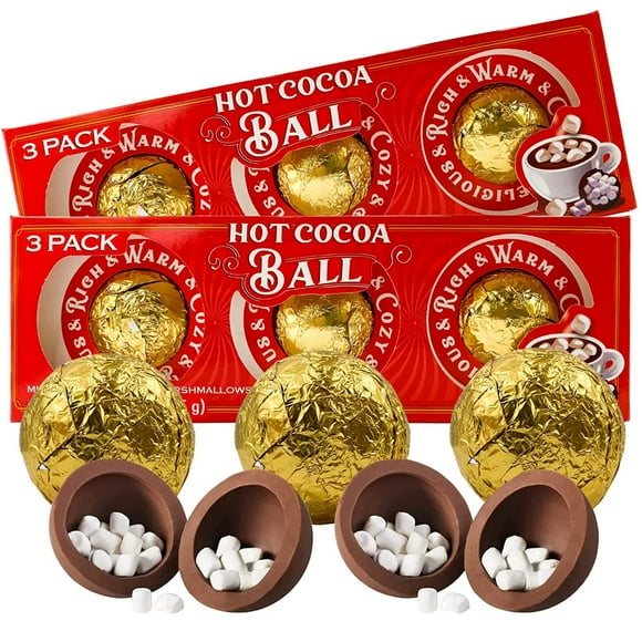 Christmas Hot Chocolate Melting Balls, Holiday Stocking Stuffers, Pack of 2, 6 Count, 2.48 Ounces per Box