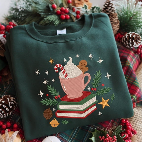 Christmas Hot Cocoa Embroidery Design, Gingerbread Cup Embroidery File, Holiday Coffee Mug Stitch Pattern, Digital Xmas Embroidery Download