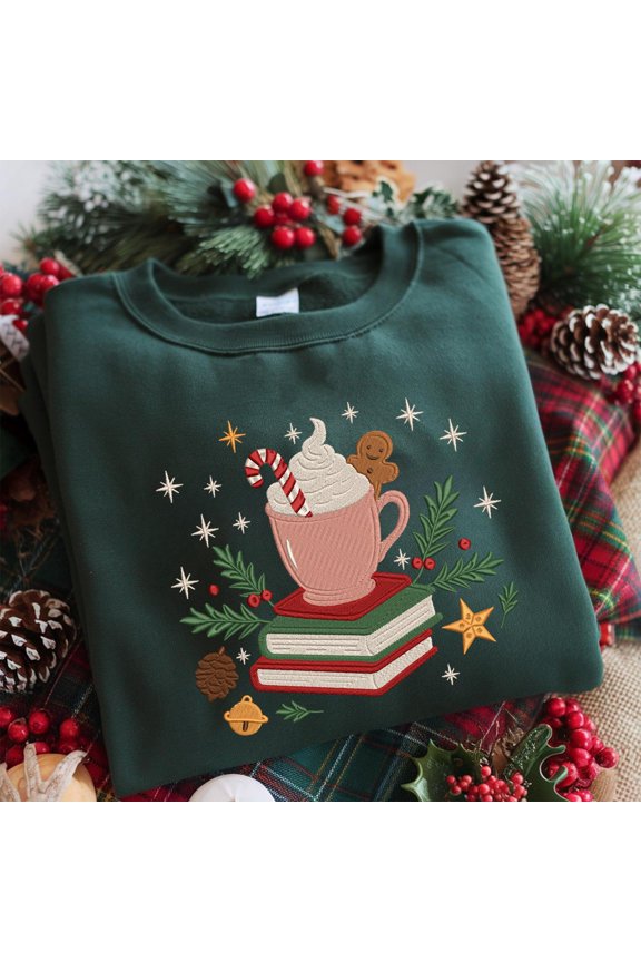 Christmas Hot Cocoa Embroidery Design, Gingerbread Cup Embroidery File, Holiday Coffee Mug Stitch Pattern, Digital Xmas Embroidery Download