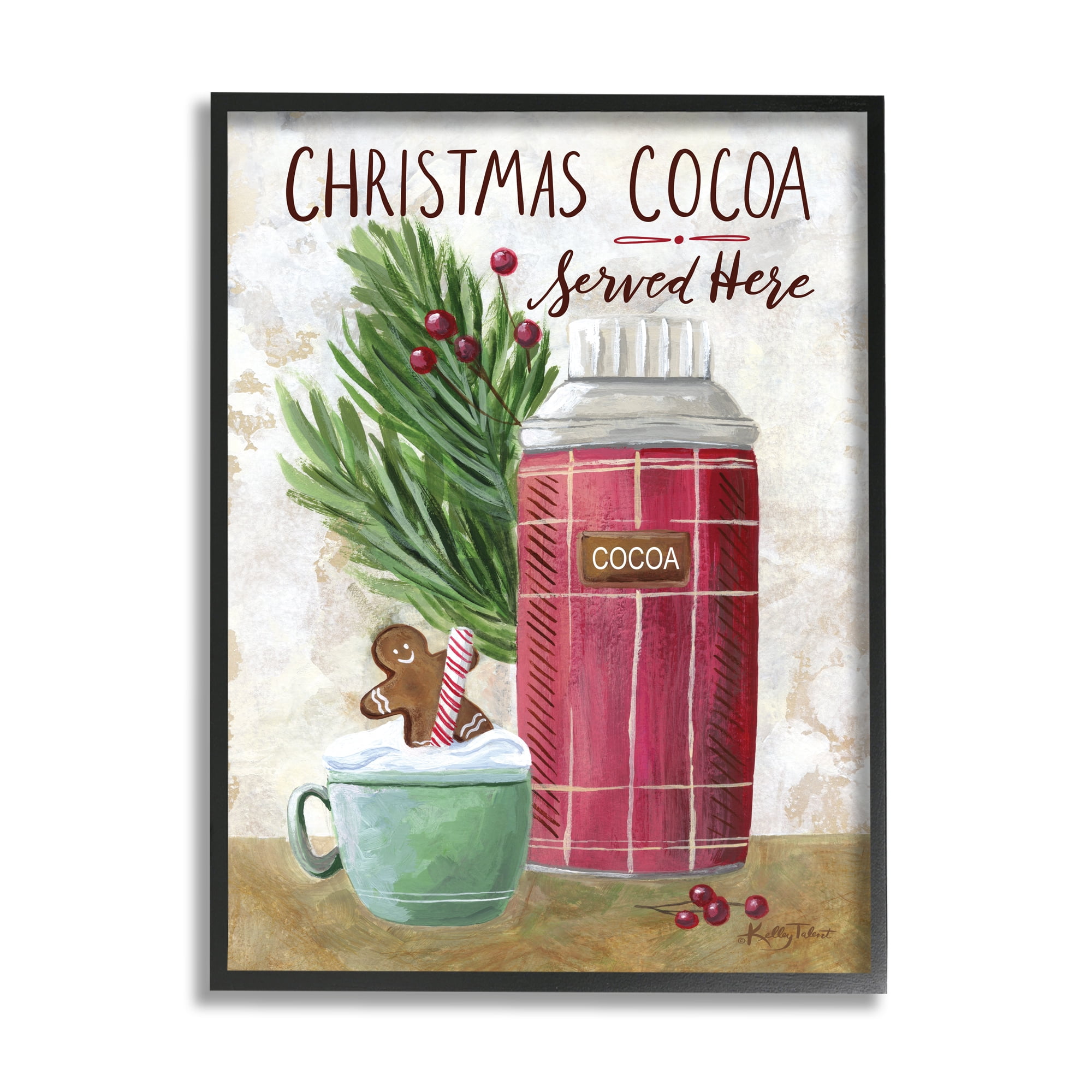Christmas Hot Cocoa Festive Mug Gingerbread Man Food & Beverage Graphic Art Framed Art Print Wall Art