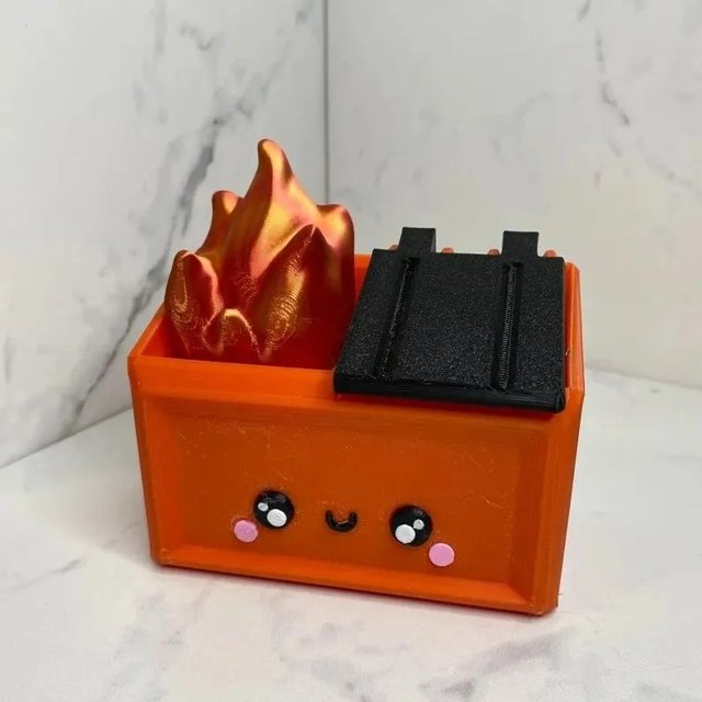 Christmas Hot Sale 3D Printed Dumpster Fire Desk Figurine Flame