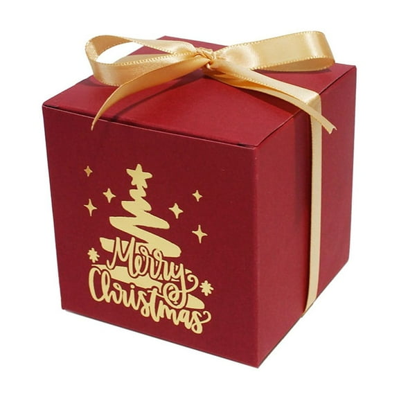 Red Christmas Gift Boxes with Lids and Bow Ribbons Papers Square Gift Boxes - 3.15 Inch - Mini Presents Wrapping Christmas Gift Holiday New Year Party Favor Boxes