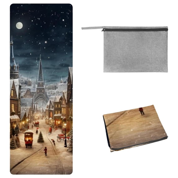 Christmas Hot Yoga Towel with Storage Bag, 72.8"x26.8", Suitable for Yoga, Pilates, Fitness, etc. - Yoga Blankets and Yoga Towels.