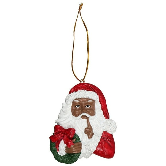 Christmas House African American Santa Face Decor Ornaments