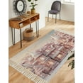 thumbnail image 1 of Christmas House,Area Rug 3x5ft Woven Runner Rug,Blush Pink Romantic Snowflake Washable Living Room Hallway Bedroom Kitchen Carpet with Tassels,Non-Shedding Indoor Outdoor Throw Door Mat for Entryway, 1 of 5