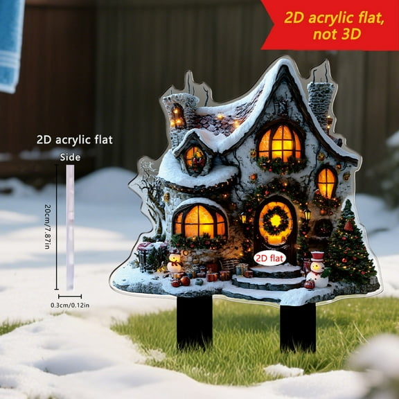 Christmas House Decoration With 2D Flat Outdoor Garden Decoration With Holiday Decorations